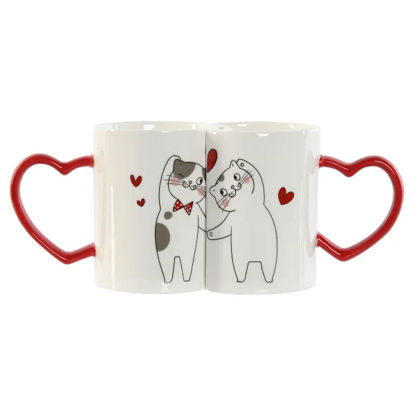 Набор из 2 кружек Mug Home ESPRIT Love Белый Красный Котов