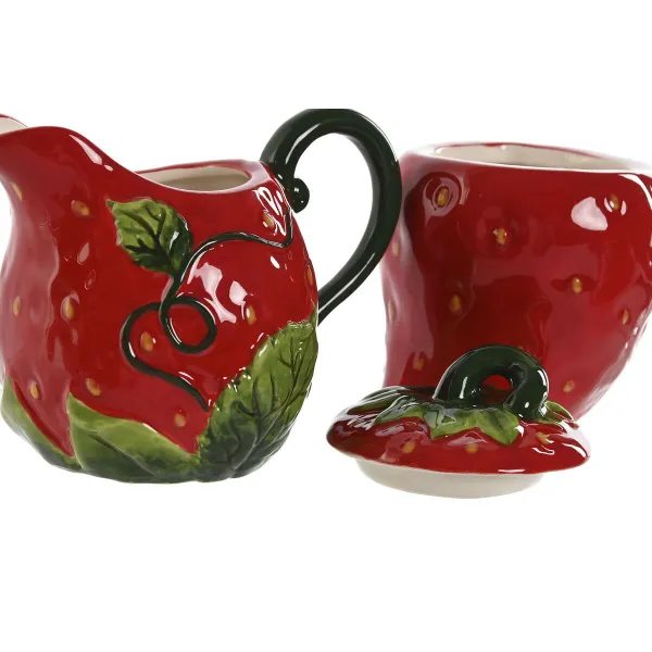 Молочник и сахарница Home ESPRIT Красный Керамика 15 x 10 x 11 cm 2 Предметы