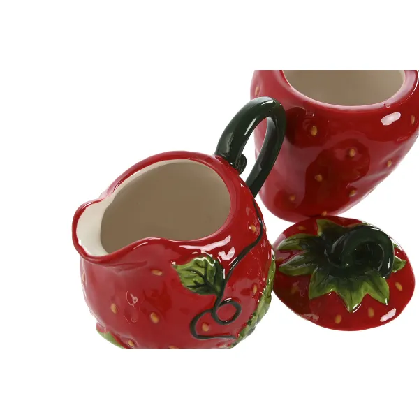 Piena un cukura trauks Home ESPRIT Sarkans Keramika 15 x 10 x 11 cm 2 Daudzums