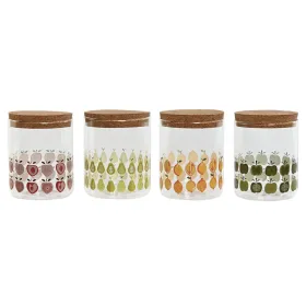 Purkki Home ESPRIT Keltainen Vihreä Luonnollinen Korkki Silikoni Borosilikaattilasi Shabby Chic 700 ml (4 osaa)