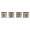 Sokeriastia Home ESPRIT Valkoinen Beige Bambu Kivitavara 9,5 x 9,5 x 9,5 cm (4 osaa)