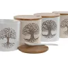 Сахарница Home ESPRIT Белый Бежевый Бамбук Керамика 9,5 x 9,5 x 9,5 cm (4 штук)