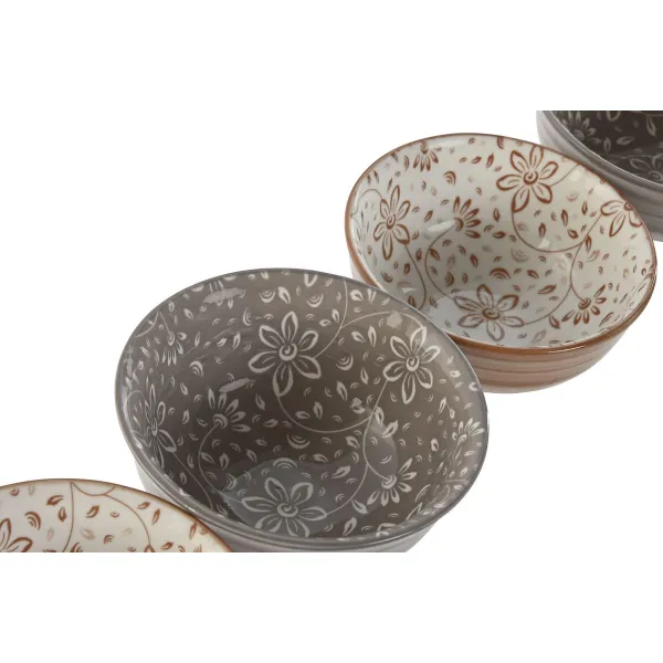 Набор мисок Home ESPRIT Коричневый Бежевый Фарфор Цветы Shabby Chic 11,5 x 11,5 x 6 cm
