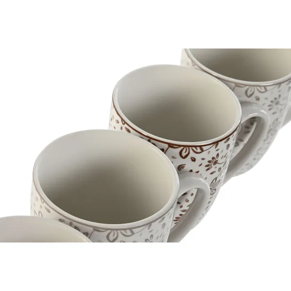 4 Piece Mug Set Home ESPRIT Brown Beige Flowers 340 ml