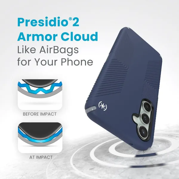 Speck Presidio2 Grip - Samsung Galaxy S23 FE Case (Coastal Blue/Black/White)