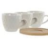 Set of 6 Cups with Plate Home ESPRIT White Bamboo Porcelain 90 ml