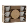 Set of 6 Cups with Plate Home ESPRIT White Bamboo Porcelain 90 ml