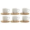 Osainen kahvikuppisetti Home ESPRIT Valkoinen Bambu Posliini 90 ml