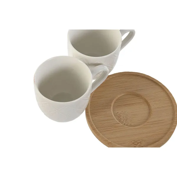 Komplekts ar kafijas tasēm Home ESPRIT Balts Bambuss Porcelāns 90 ml