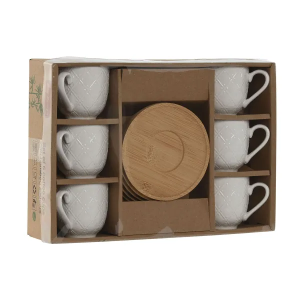 Vnt. kavos puodelių rinkinys Home ESPRIT Balta Bambukas Porcelianas 90 ml