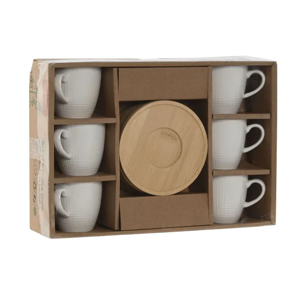 Piece Coffee Cup Set Home ESPRIT White Bamboo Porcelain 90 ml