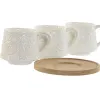 Osainen kahvikuppisetti Home ESPRIT Valkoinen Bambu Posliini 90 ml