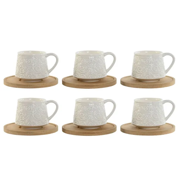 Набор из кофейных чашек Home ESPRIT Белый Бамбук Фарфор 90 ml