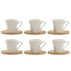 6 puodelių rinkinys su lėkštute Home ESPRIT Balta Bambukas Porcelianas 90 ml