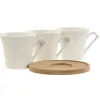 6 puodelių rinkinys su lėkštute Home ESPRIT Balta Bambukas Porcelianas 90 ml