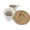 6 puodelių rinkinys su lėkštute Home ESPRIT Balta Bambukas Porcelianas 90 ml
