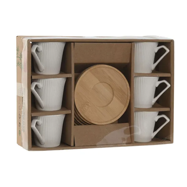 6 puodelių rinkinys su lėkštute Home ESPRIT Balta Bambukas Porcelianas 90 ml