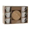 6 puodelių rinkinys su lėkštute Home ESPRIT Balta Bambukas Porcelianas 90 ml