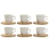Vnt. kavos puodelių rinkinys Home ESPRIT Balta Bambukas Porcelianas 90 ml