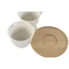 Komplekts ar kafijas tasēm Home ESPRIT Balts Bambuss Porcelāns 90 ml