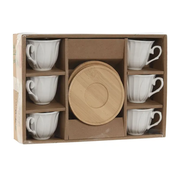 Vnt. kavos puodelių rinkinys Home ESPRIT Balta Bambukas Porcelianas 90 ml