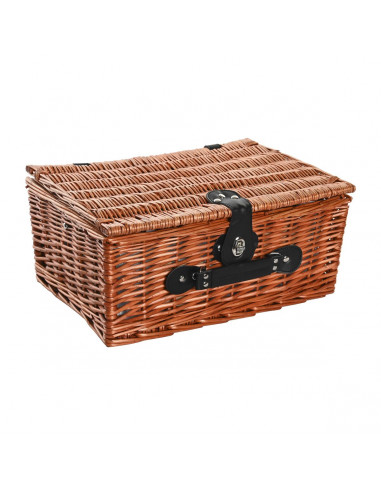 Basket DKD Home Decor Picnic Natural Red wicker (48 x 28 x 18 cm)