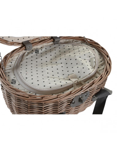 Basket DKD Home Decor Picnic Natural White wicker (39 x 28 x 22 cm)