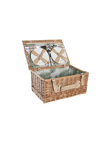 Basket DKD Home Decor Picnic Natural Green wicker (44 x 30 x 22 cm)