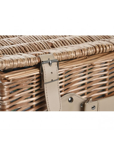 Basket DKD Home Decor Picnic Natural Green wicker (44 x 30 x 22 cm)