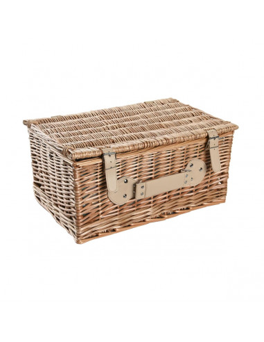 Basket DKD Home Decor Picnic Natural Green wicker (44 x 30 x 22 cm)