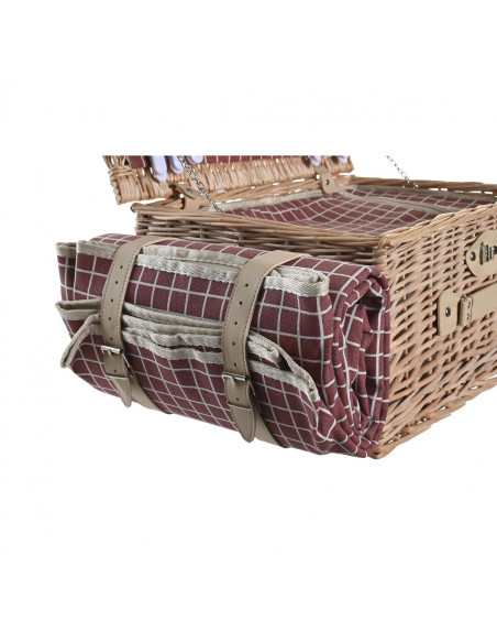 Basket DKD Home Decor Picnic Natural Red wicker (44 x 30 x 22 cm)