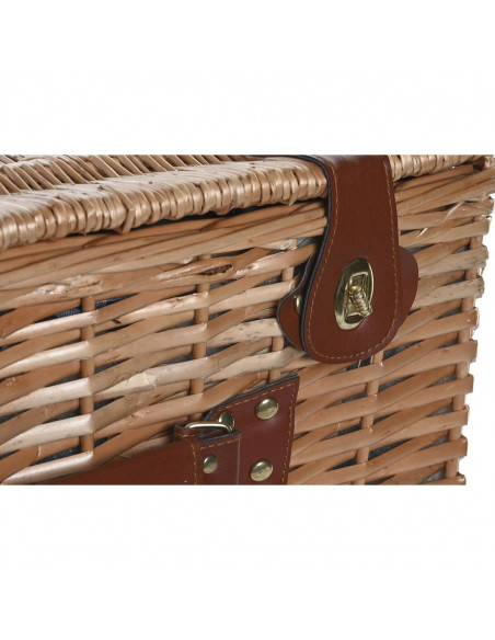 Basket DKD Home Decor Picnic Natural Blue wicker (48 x 32 x 22 cm)