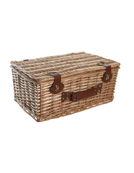 Basket DKD Home Decor Picnic Natural Blue wicker (48 x 32 x 22 cm)