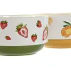Salad Bowl Home ESPRIT Yellow Red Green Porcelain 21 x 21 x 12 cm (2 Units)