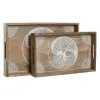 Snack tray Home ESPRIT White Natural Tree Indian Man Stripped 43,5 x 27 x 5,5 cm (2 Units)