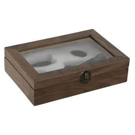Veinitarvikute Komplekt Home ESPRIT Must Naturaalne Roostevaba teras Puit MDF 21 x 14,5 x 5,4 cm