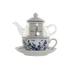 Чайник Home ESPRIT Синий Белый Стеклянный Фарфор