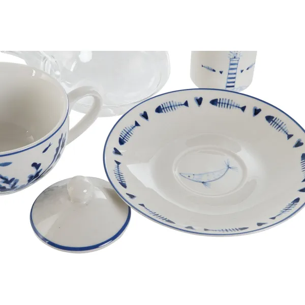 Чайник Home ESPRIT Синий Белый Стеклянный Фарфор