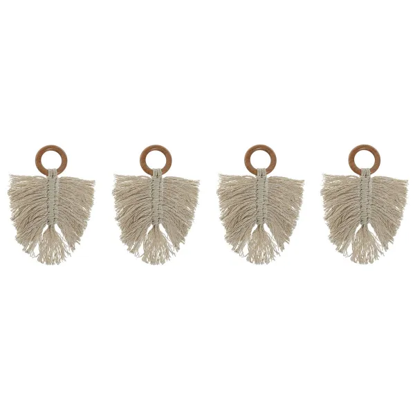 Napkin ring Home ESPRIT Natural Acacia Macrame 13 x 1 x 18 cm 4 Pieces