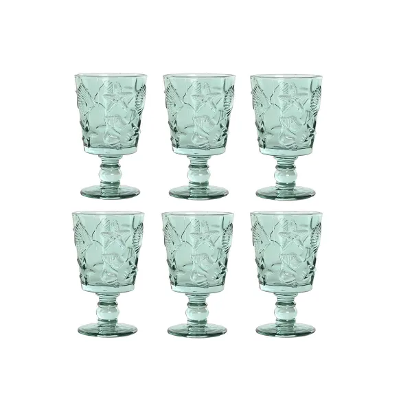 Набор рюмок Home ESPRIT бирюзовый Стеклянный 345 ml (6 штук)