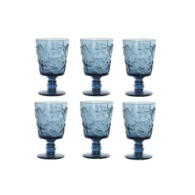 Setti laseja Home ESPRIT Sininen Kristalli 345 ml (6 osaa)