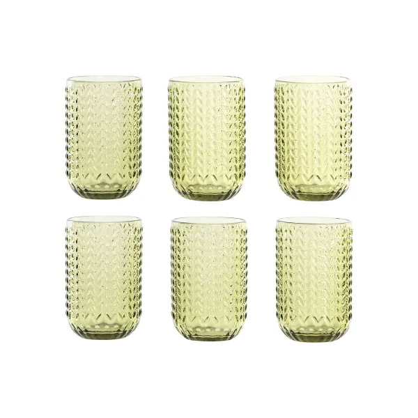 Набор стаканов Home ESPRIT Зеленый Стеклянный С облегчением 420 ml (6 штук)