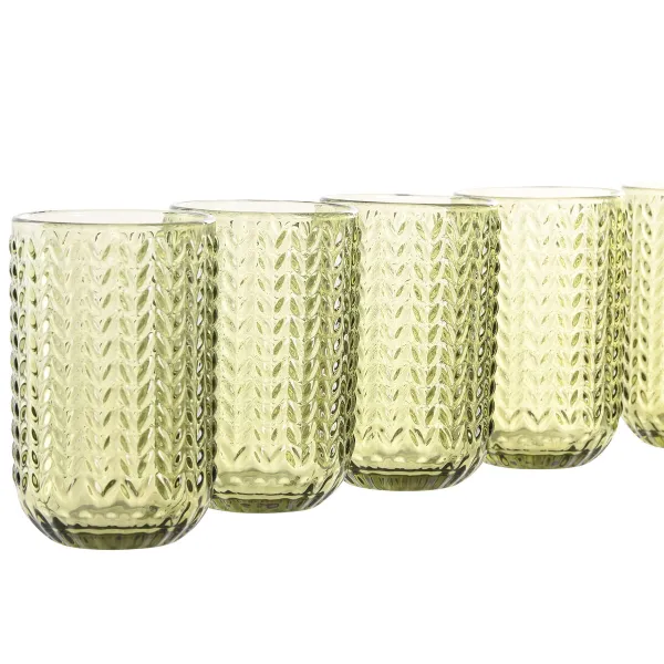 Набор стаканов Home ESPRIT Зеленый Стеклянный С облегчением 420 ml (6 штук)