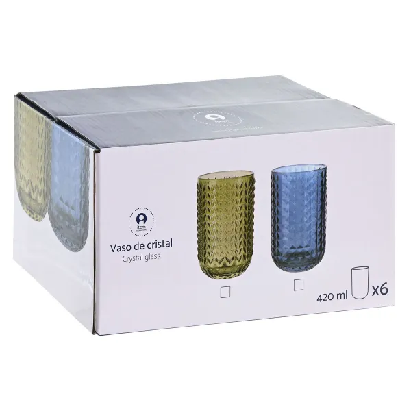 Набор стаканов Home ESPRIT Зеленый Стеклянный С облегчением 420 ml (6 штук)