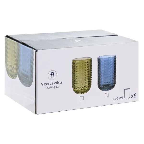 Glāžu komplekts Home ESPRIT Zils Stikls 420 ml (6 gb.)