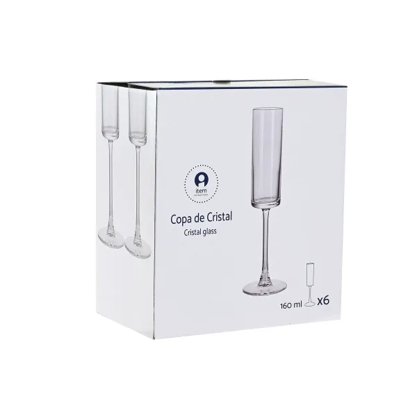 Бокал для шампанского Home ESPRIT Прозрачный Стеклянный 160 ml (6 штук)