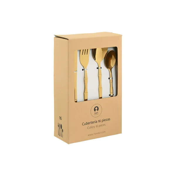 Cutlery Home ESPRIT Golden Stainless steel 15 x 7 x 24 cm 16 Pieces
