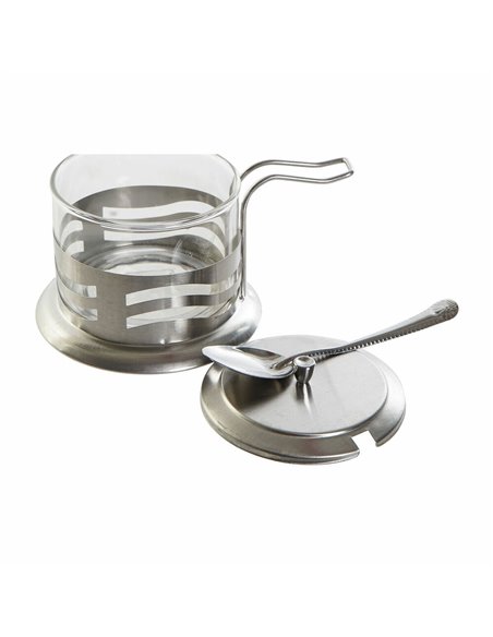 Sugar Bowl DKD Home Decor Basic Silver Stainless steel Crystal 15 x 10,5 x 10 cm