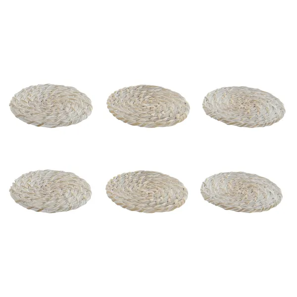 Coasters Home ESPRIT White Natural Bamboo Rattan 12 x 12 x 6 cm