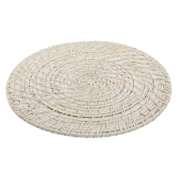 Table Mat Home ESPRIT White Natural Bamboo Rattan 34 x 34 x 1,5 cm